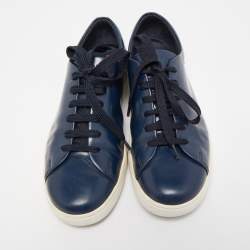Pre Owned Prada Sport Navy Blue Leather Low Top Sneakers Size 42