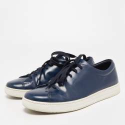 Pre Owned Prada Sport Navy Blue Leather Low Top Sneakers Size 42