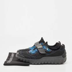 Pre Owned Prada Sport Black/Blue Nylon And Rubber Velcro Strap Low Top Sneakers Size 44