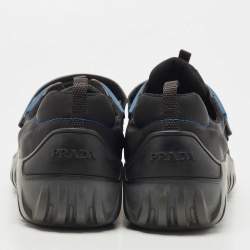 Pre Owned Prada Sport Black/Blue Nylon And Rubber Velcro Strap Low Top Sneakers Size 44
