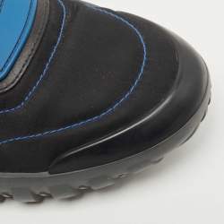 Pre Owned Prada Sport Black/Blue Nylon And Rubber Velcro Strap Low Top Sneakers Size 44