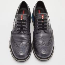 Prada Sport Grey Leather Brogue-Oxford Sneakers Size 42
