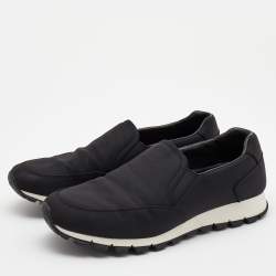 Prada Sport Black Canvas Slip On Sneakers Size 41.5