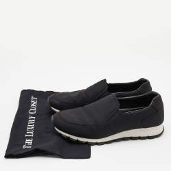 Prada Sport Black Canvas Slip On Sneakers Size 41.5