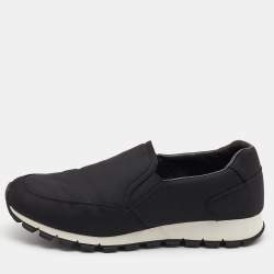 Prada Sport Black Canvas Slip On Sneakers Size 41.5