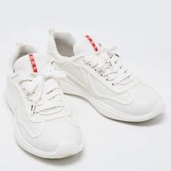 Prada Sport White Leather Low Top Sneakers Size 42.5