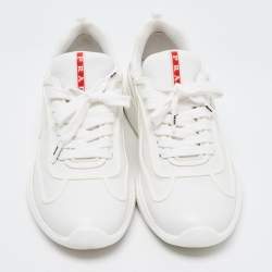 Prada Sport White Leather Low Top Sneakers Size 42.5
