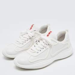 Prada Sport White Leather Low Top Sneakers Size 42.5