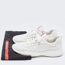 Prada Sport White Leather Low Top Sneakers Size 42.5