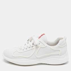 Prada Sport White Leather Low Top Sneakers Size 42.5