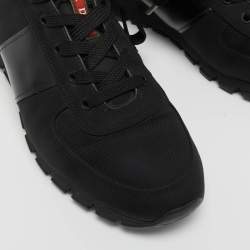 Pre Owned Prada Sport Black Canvas and Leather Low Top Sneakers Size 43