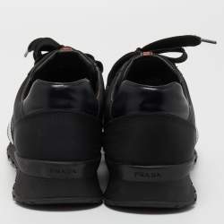 Pre Owned Prada Sport Black Canvas and Leather Low Top Sneakers Size 43