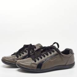Pre Owned Prada Sport Two Tone Leather Low Top Sneakers Size 42