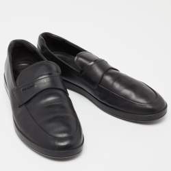 Prada Sport Black Leather Slip On Loafers Size 43