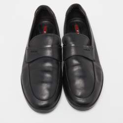 Prada Sport Black Leather Slip On Loafers Size 43