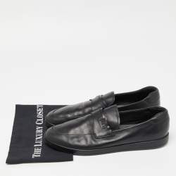 Prada Sport Black Leather Slip On Loafers Size 43