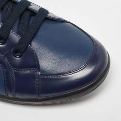 Pre Owned Prada Navy Blue Leather Trainers High Top Sneakers Size 44