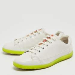 Prada Sport White Leather Low Top Sneakers Size 41.5