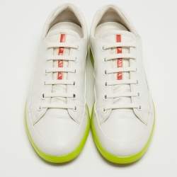 Prada Sport White Leather Low Top Sneakers Size 41.5
