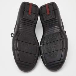 Prada Sport Black Leather and Mesh Low Top Sneakers Size 42