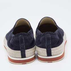 Prada Sport Navy Blue Suede Espadrille Sneakers Size 42.5