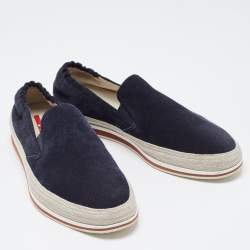 Prada Sport Navy Blue Suede Espadrille Sneakers Size 42.5