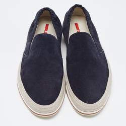 Prada Sport Navy Blue Suede Espadrille Sneakers Size 42.5