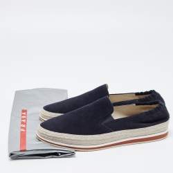 Prada Sport Navy Blue Suede Espadrille Sneakers Size 42.5