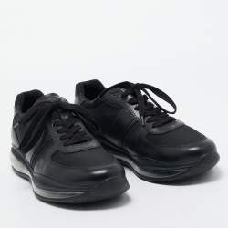 Pre Owned Prada Sport Black Leather and Mesh Low Top Sneakers Size 45