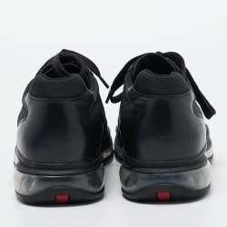 Pre Owned Prada Sport Black Leather and Mesh Low Top Sneakers Size 45