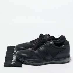Pre Owned Prada Sport Black Leather and Mesh Low Top Sneakers Size 45