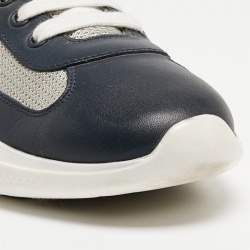 Prada Sport Blue/Grey Leather and Mesh Low Top Sneakers Sze 41