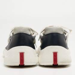 Prada Sport Blue/Grey Leather and Mesh Low Top Sneakers Sze 41
