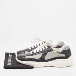 Pre Owned Prada Sport Black/Grey Leather and Mesh Low Top Sneakers Size 41