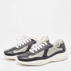 Pre Owned Prada Sport Black/Grey Leather and Mesh Low Top Sneakers Size 41