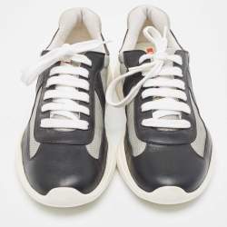 Pre Owned Prada Sport Black/Grey Leather and Mesh Low Top Sneakers Size 41