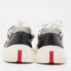 Pre Owned Prada Sport Black/Grey Leather and Mesh Low Top Sneakers Size 41