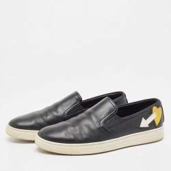 Pre Owned Prada Sport Black Leather Slip On Sneakers Size 42.5