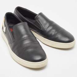 Pre Owned Prada Sport Black Leather Slip On Sneakers Size 42.5