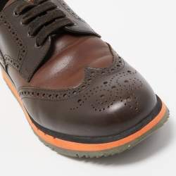 Pre Owned Prada Sport Brown Brogue Leather Derby Sneakers Size 42.5