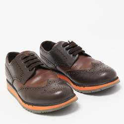 Pre Owned Prada Sport Brown Brogue Leather Derby Sneakers Size 42.5
