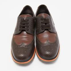 Pre Owned Prada Sport Brown Brogue Leather Derby Sneakers Size 42.5