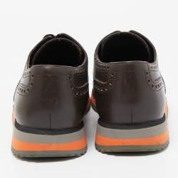 Pre Owned Prada Sport Brown Brogue Leather Derby Sneakers Size 42.5