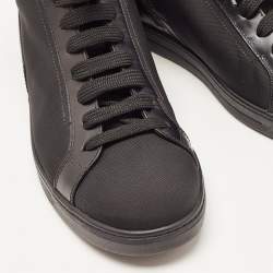Prada Sport Black Nylon and Leather Mid Top Sneakers Size 43