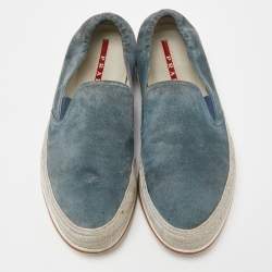 Pre Owned Prada Sport Blue Suede Slip On Sneakers Size 42