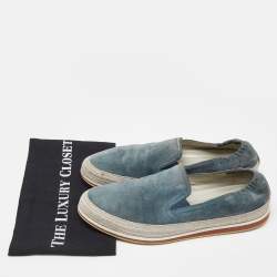 Pre Owned Prada Sport Blue Suede Slip On Sneakers Size 42