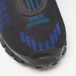 Pre Owned Prada Black/Blue Knit Fabric Low Top Sneakers Size 42.5