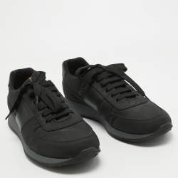 Prada Sport Black Canvas and Leather Low Top Sneakers Size 44