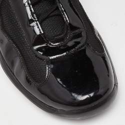 Prada Sport Black Mesh and Patent Leather Lace Up Low Top Sneakers Size 42