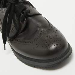Pre Owned Prada Sport Brown Brogue Leather Derby Sneakers Size 43